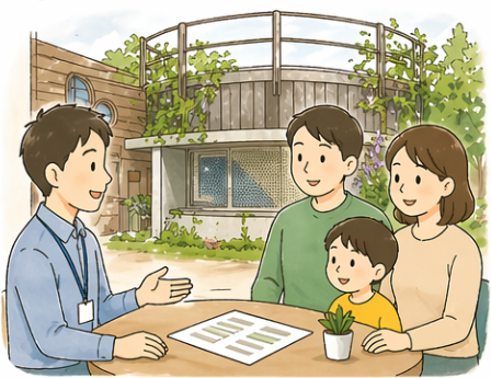 スタッフとご家族での個別相談の様子